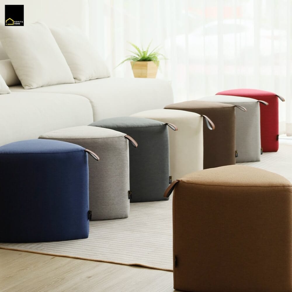 สตูลทรงสามเหลี่ยม RENITA HOME PEBBLE STOOL สีครีม 40x40ซม._9